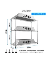 3 Tier Wire Shelving Unit, 1050 Lbs Nsf Height Adjustable Metal Garage Storage Shelves, Heavy Duty Storage Wire Rack Metal Shelves