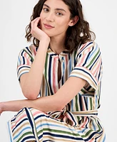 Nautica Jeans Women's Striped Belted Midi Dress