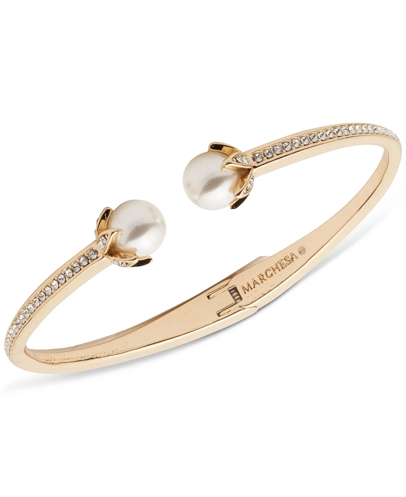 Marchesa Gold-Tone Pave & Imitation Pearl Cuff Bracelet