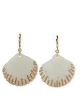 lonna & lilly Gold-Tone Chain-Accent Shell Drop Earrings