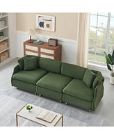 95.3 inches velvet two throw pillows, spacious and comfortable 3 seat sofa