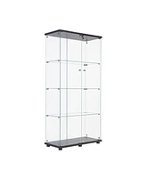 Led Strip Light Glass Display Cabinet - Black