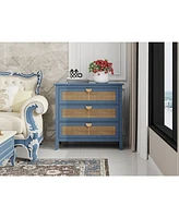 3 Drawer Cabinet,Natural rattan,American Furniture,Suitable for bedroom, living room, study