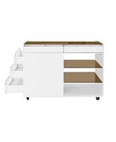 43" Multi-Functional Storage Island Cabinet with Drawers & Shelves