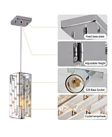 Modern Crystal Pendant Light - 3 Pack, Adjustable Hanging Lamp