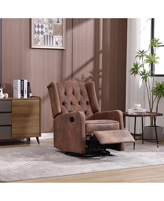 Rocking Recliner Chair,360 Degree Swivel Nursery Rocking Chair, Glider Chair, Modern Small Rocking Swivel Recliner Chair for Bedroom, Living Room Chai