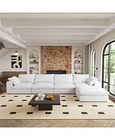 Cloud Modular Sectional Sofa 160" Down Filled Comfort L Shaped Sofa Couch for Living Room,4 Seater and 1 ottoman