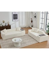 2 Piece Boucle Cloud Sofa Set, Upholstered Sofa Set, Modern 3 Seater and 2 Seater Sofa with Mdf End Table for Living Room, Apartment,3+2 couch,Boucle,