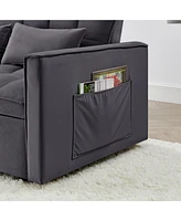 54.33 inch versatile foldable sofa bed in 3 lengths, modern sofa sofa sofa velvet pull-out bed, adjustable back (Gray)