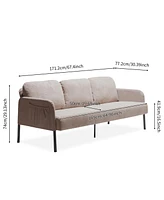 Cozy 3-Seater L-Shape Sofa with Ottoman, Polyester Fabric for Small Spaces