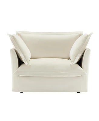 Comfortable Slipcover Armchair with Back Cushion and Toss Pillows