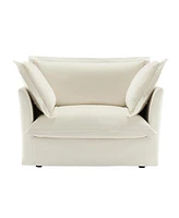 Comfortable Slipcover Armchair with Back Cushion and Toss Pillows