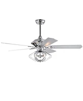 52" Dual Wood 5-Blade Crystal Ceiling Fan with Remote