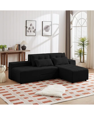 Modular Corduroy Sofa with Ample Storage and Customizable Design