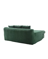 Chenille 2-seater lazy sofa With 5 back pillows, Comfy Sofa- Deep Seat Couch for Living Room, Club (Emerald)