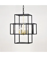 4-Light Tiered Pendant: Farm-to-Table Elegance (Matte Black & Gold)