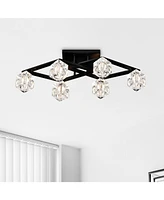 6-Light Crystal Ceiling Lamp for Dining Room, Modern Entryway Light