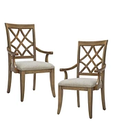 Retro Upholstered Arm Dining Chairs (Set of 2)
