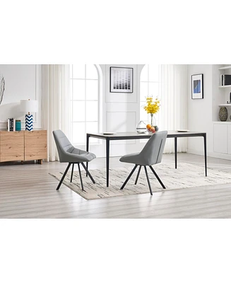 Dining Chair,Thickened fabric chairs with metal legs Set of 2,Grey