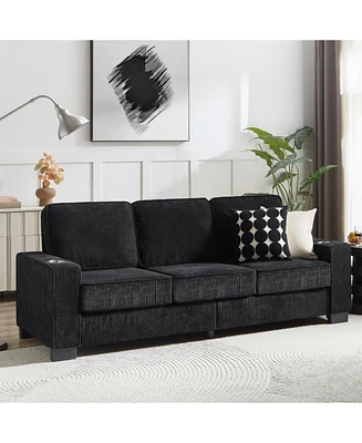 83.86"Corduroy Fabric sofa,Modern Compressed Couch,3-Seater Sofa, Furniture for Living Room,Bedroom,office
