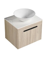 24" Modern Design Float Bathroom Vanity With Ceramic Basin Set