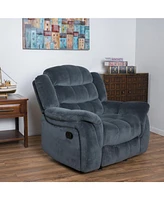 Oversized Glider Recliner with Steel Gray Plush Fabric for Timeless Comfort