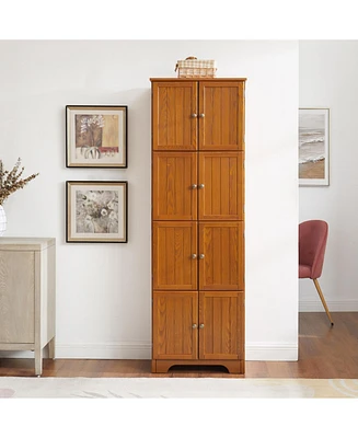 72" Storage Cabinet with Doors & Shelves, Oak(75 characters)