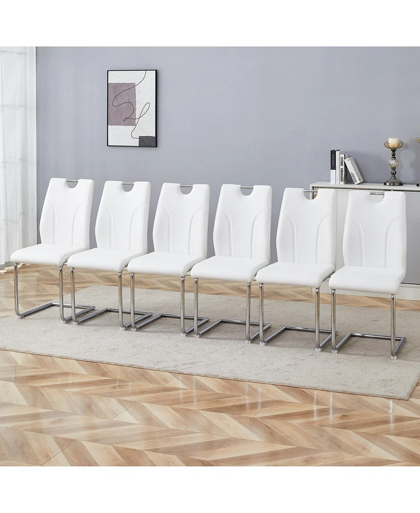 White Pu Dining Chair Set (6-Pack)