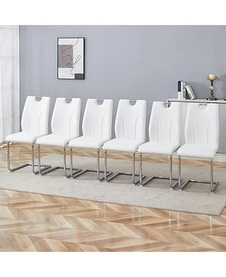 White Pu Dining Chair Set (6-Pack)