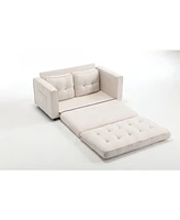 Convertible Sofa Bed Set in Gray & Beige Linen Fabric