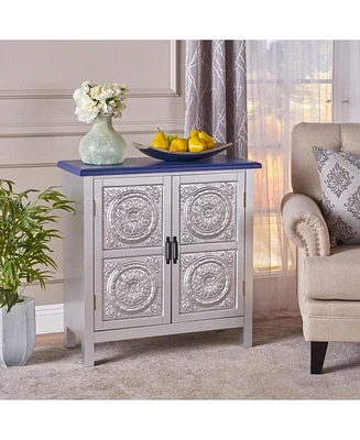 Elegant Firwood Cabinet With Carved Panels And Ample Storage