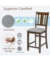 Dining Room Furniture Counter Height Chairs Set for 4, Kitchen Chair with Padded Seat, Walnut