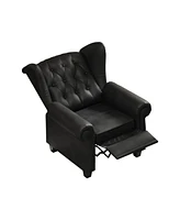 Modern Tufted Push Back Armchair Technical Leather Chair, Adjustable Single Sofa Chair with Sturdy Wood Legs for Bedroom, Living Room