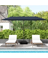 13FT Double-sided Patio Umbrella with Solar Lights for Garden Pool Backyard