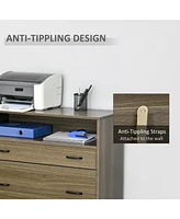 Vinsetto Lateral File Cabinet with Shelf, 2 Drawer Filing Cabinet for Letter Sized Papers, Print Stand, Charcoal Grey
