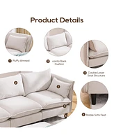 Modular Sectional Sofa, L Shaped Couch Set for Living Room, 4-Seater Comfy Cloud Couches with Movable Ottoman Beige
