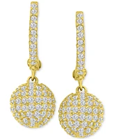 Cubic Zirconia Micro-Pave Dangle Small Huggie Hoop Earrings