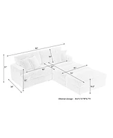 82 inches gray corduroy sofa, two storage feet +4 throw pillows, create a living room, office fashion new darling!