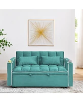 Versatile 55.5" Foldable Sofa Bed with Adjustable Back, Usb Port, and Phone Stand (Green)