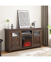 60" Farmhouse Tv Stand with Fireplace, Espresso