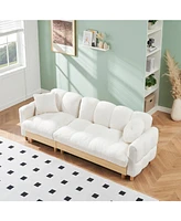 84.64 inches beige three person sofa lift sofa bed with locker sofa bed, sofa soft and comfortable, suitable for bedroom, living room