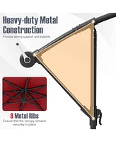 10 Ft Patio Umbrella Offset Cantilever Umbrella with 40 Solar Powered Lights