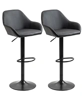 Streamdale Furniture Adjustable Bar Stools, Swivel Counter Height Barstools with Footrest and Back, Pu Leather and Steel Round Base, for Kitchen Count