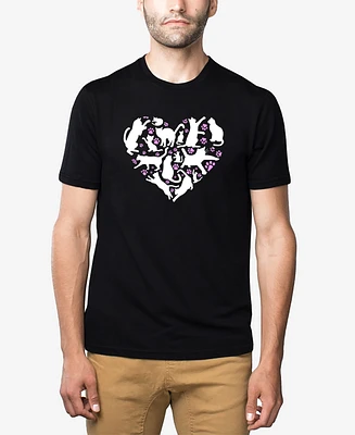 La Pop Art Men's Cat Heart Premium Blend Word T-Shirt
