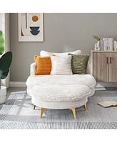 65.00 inches long, Corduroy Sofa Fabric, with three matching pillows and two spacious and comfortable seats, for Apartment Office Living Room -Beige