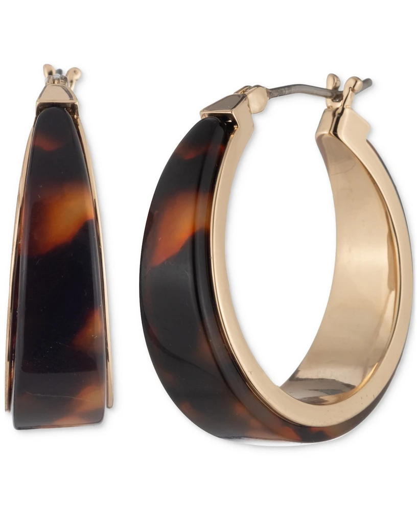 Lauren Ralph Lauren Gold-Tone Tortoise Shell-Look Small Hoop Earrings, 0.8"