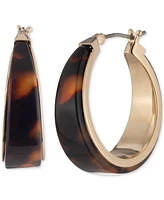 Lauren Ralph Lauren Gold-Tone Tortoise Shell-Look Small Hoop Earrings, 0.8"
