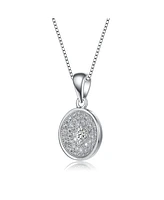 Classy Rhodium Plated Round Cz Pendant Necklace