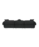 Black Velvet Teddy Sofa with 3 Pillows