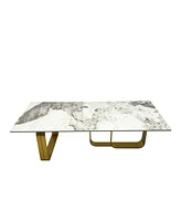 Modern Coffee Table - Sintered Stone Top, Gold Frame